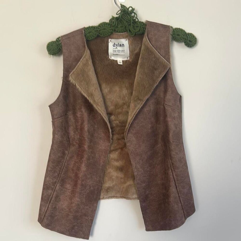 Dylan Womens Brown Fur Vest Size Small